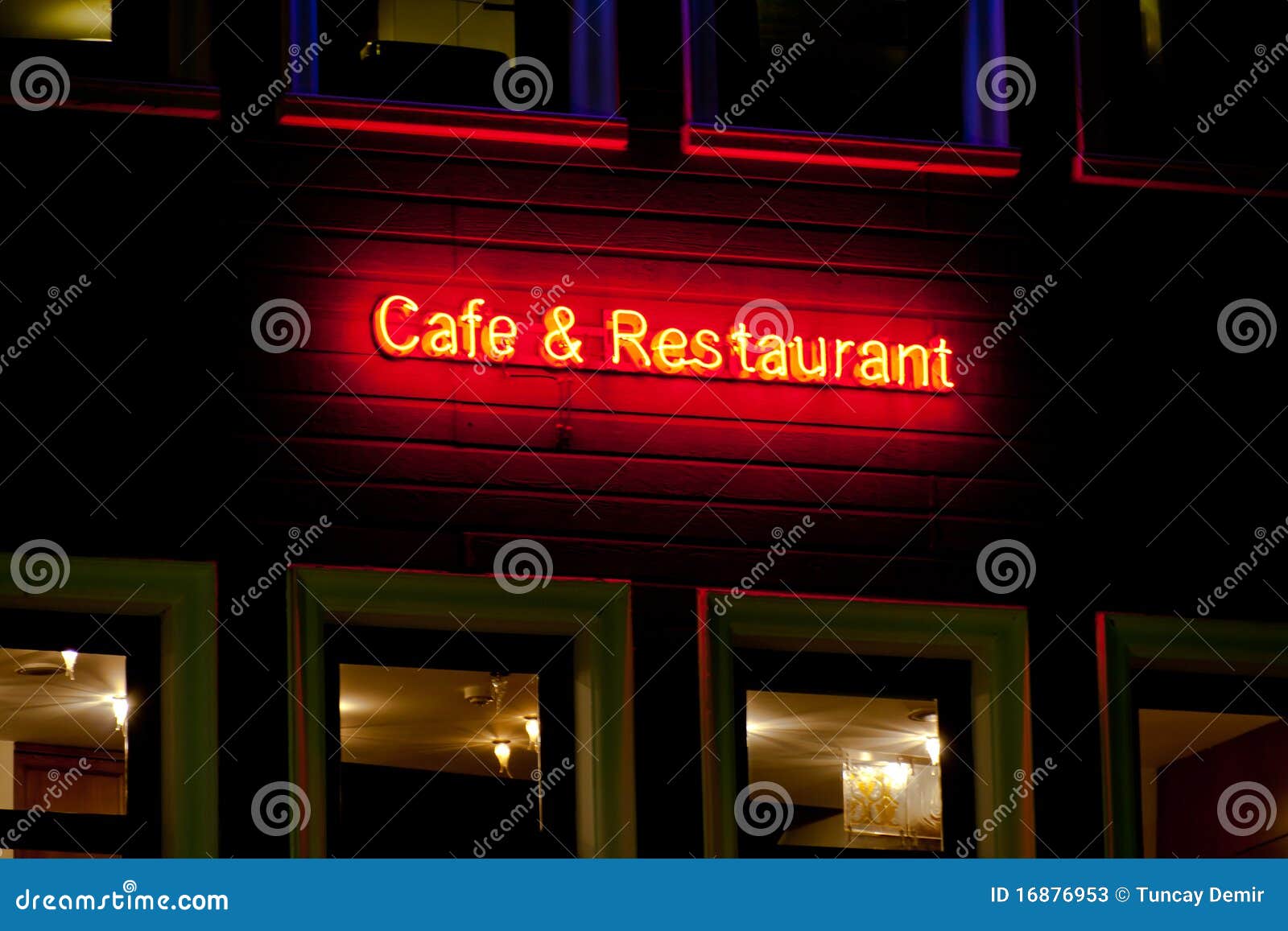 Cafe and restaurant neon stock image. Image of business - 16876953