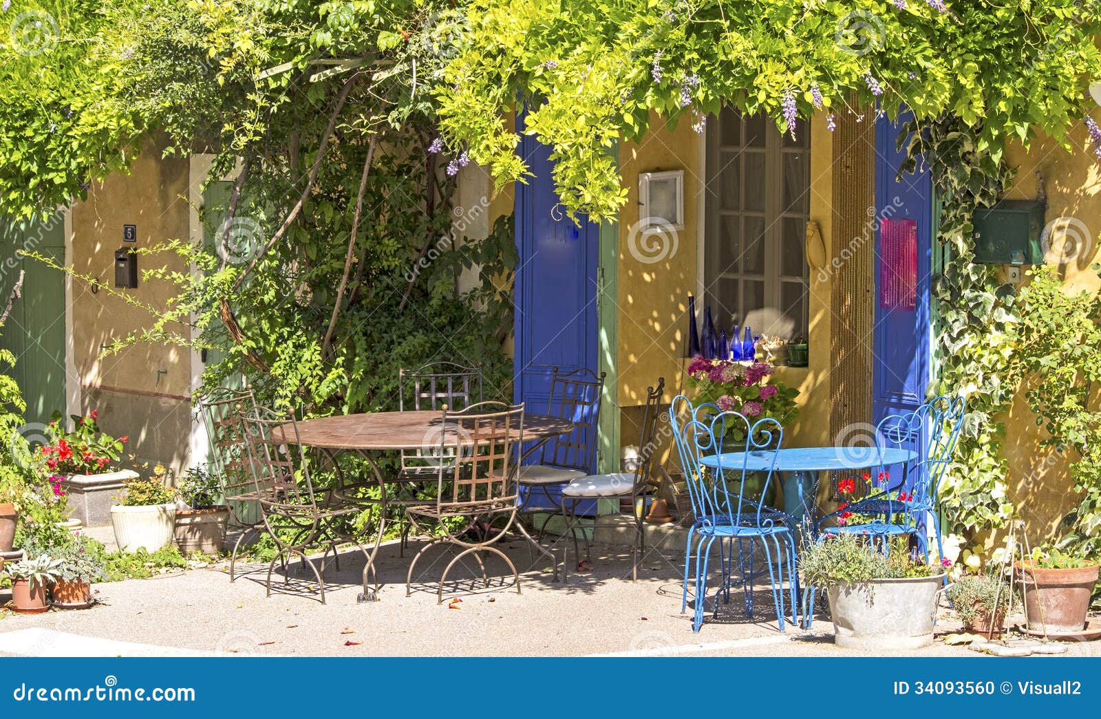 Cafe Shop In French Village. Provence. Stock Photo - Image: 34093560