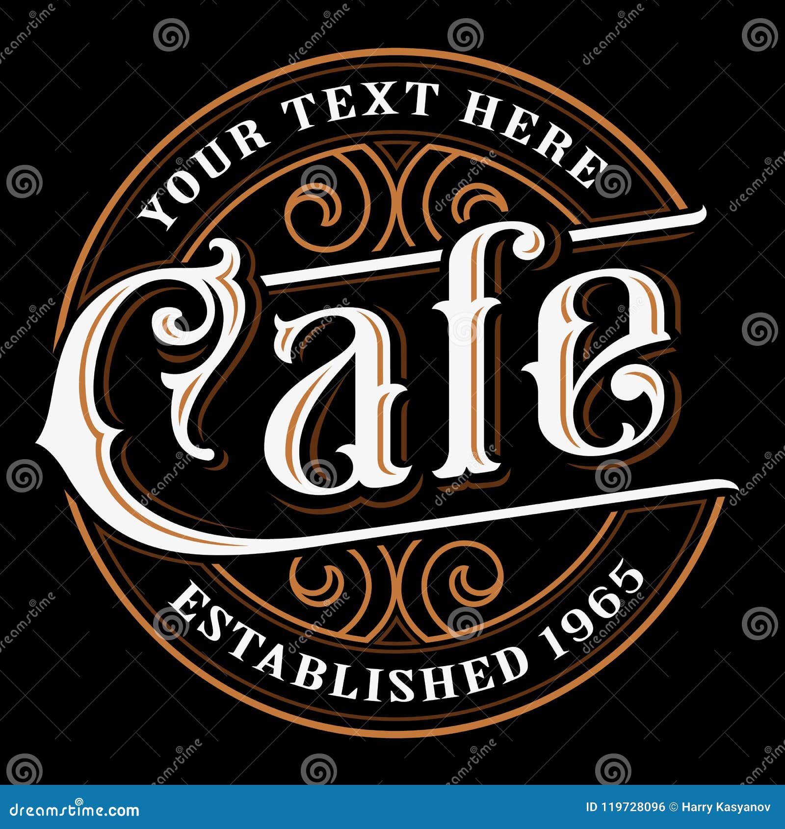 cafe vintage lettering .