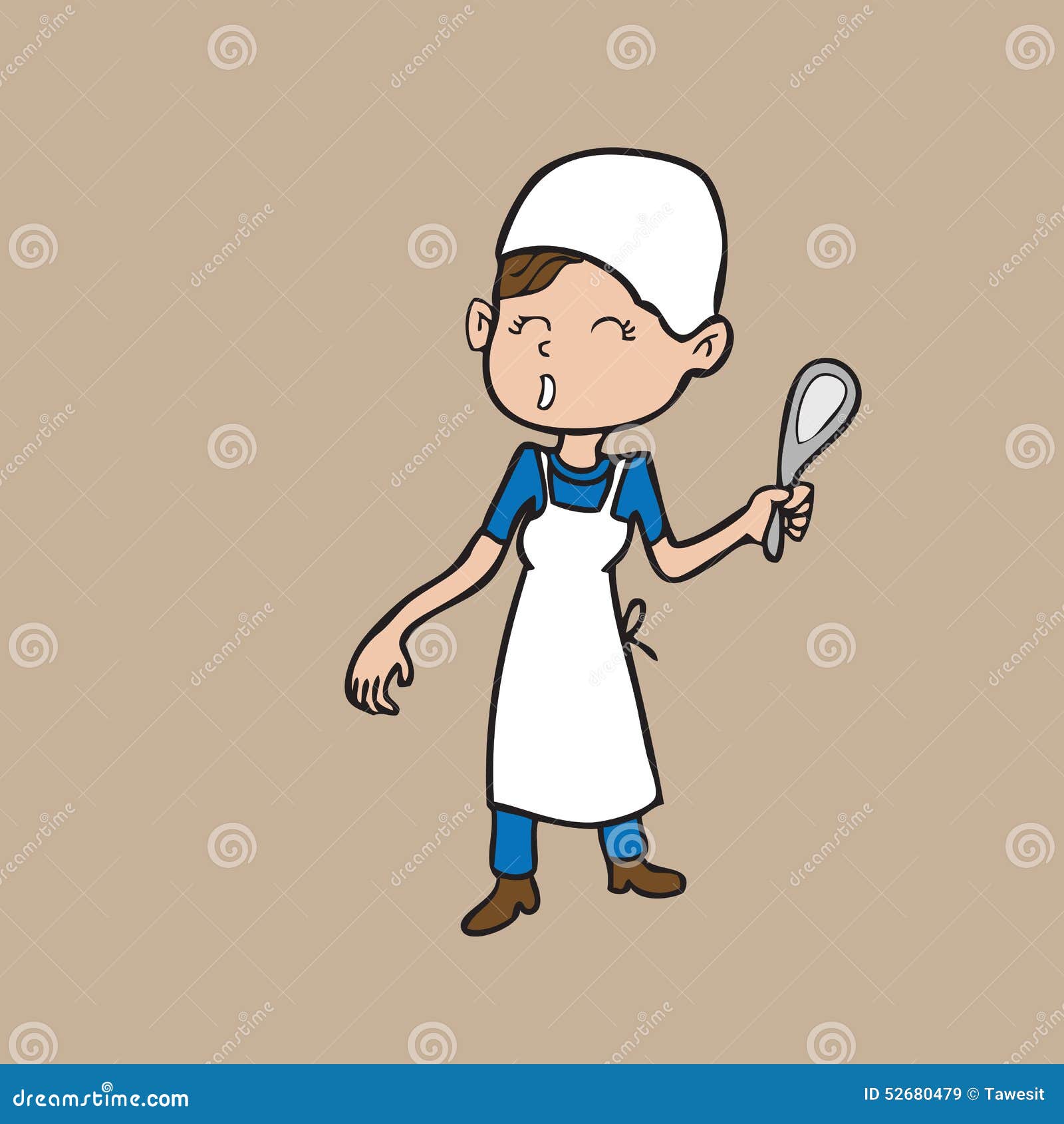 Cafeteria woman stock vector. Illustration of asian, home 52680479