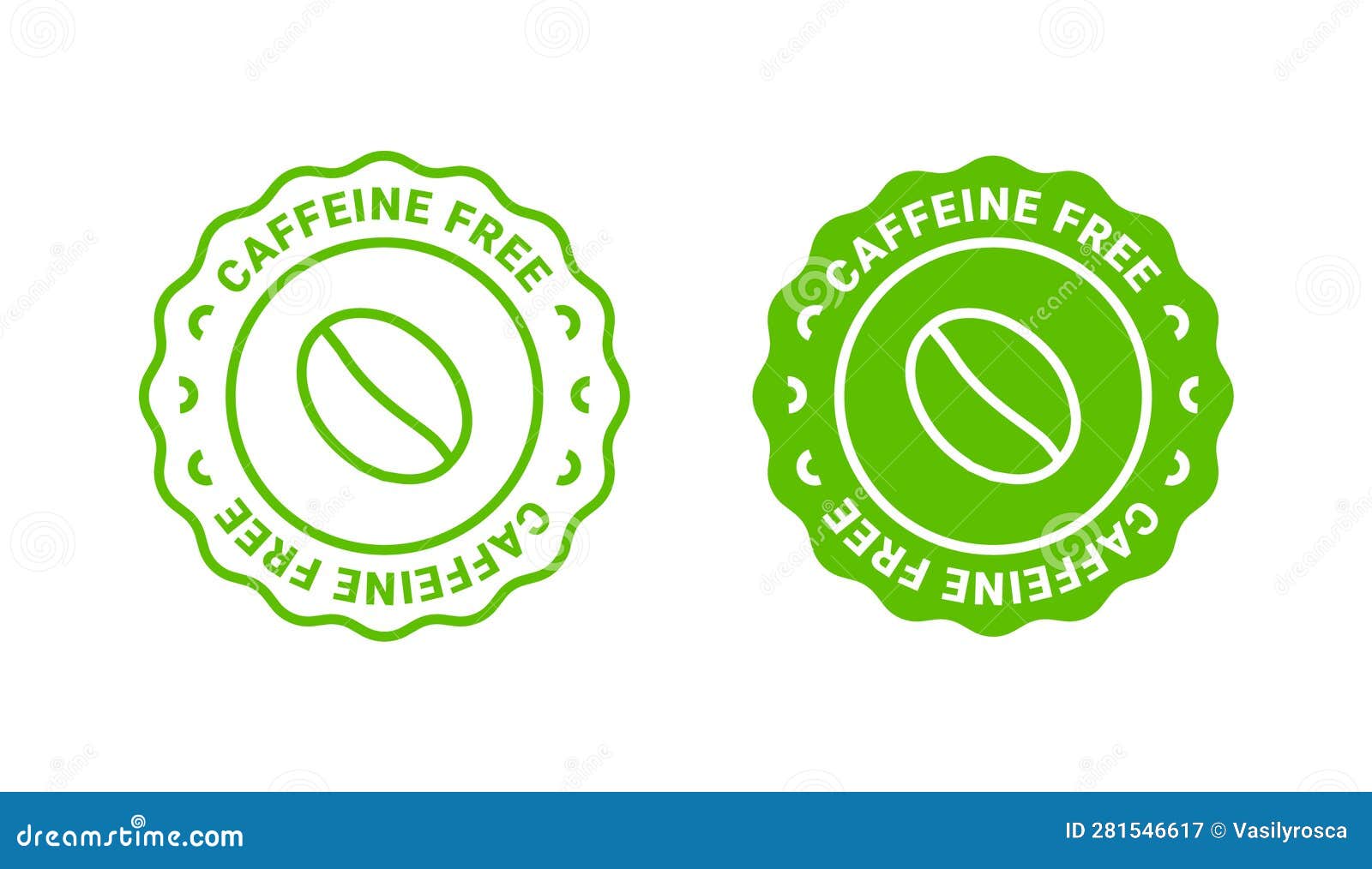 caffeine free  logo icon sign. allergy decaffeinated coffee  health natural eco label.