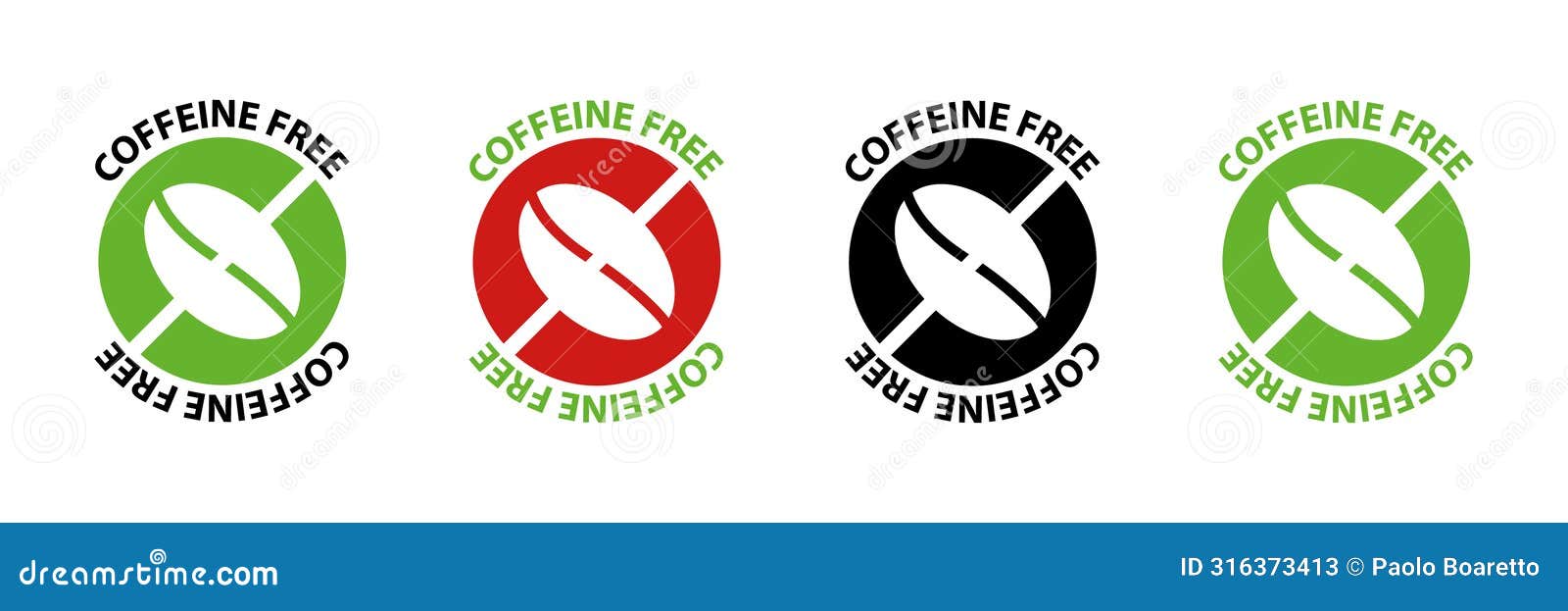 caffeine free  logo icon sign. allergy decaffeinated coffee  health natural eco label