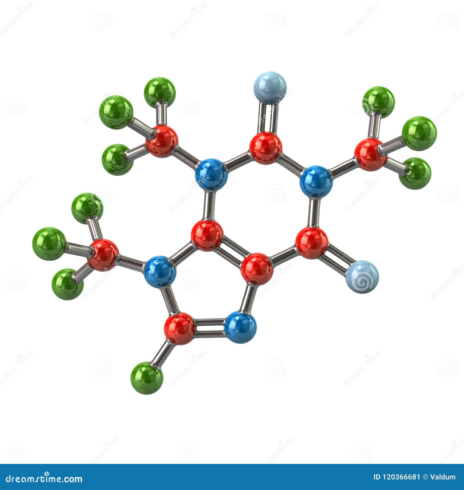 Caffeine Molecule 3d Illustration Stock Illustration Illustration of