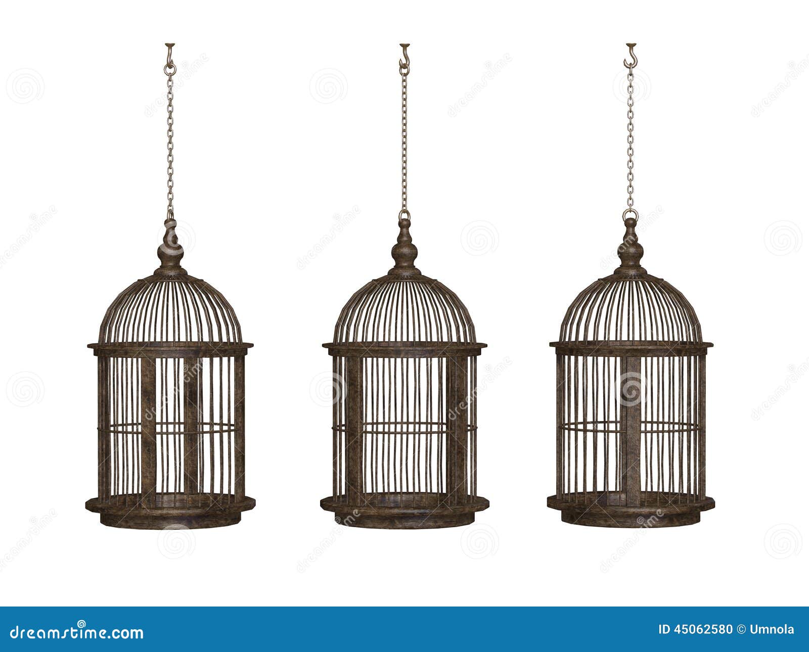 Cage à Oiseaux Antique En Bois Illustration Stock