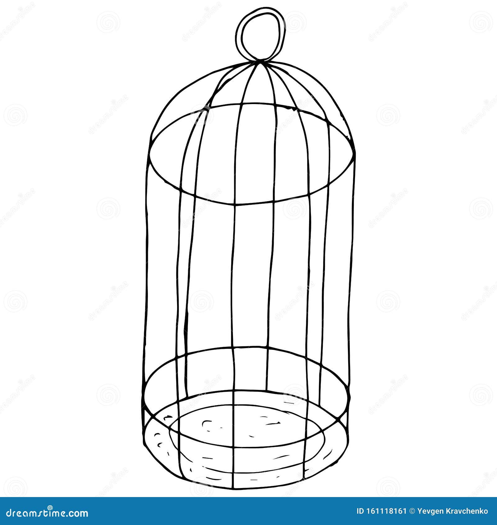 Cage Icon. Vector of an Empty Bird Cage. Hand Drawn Cage for a Parrot