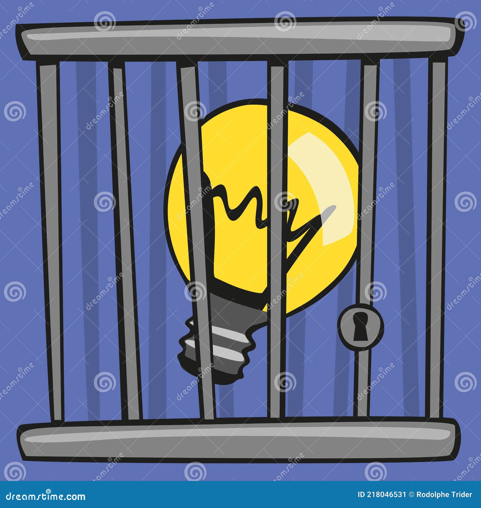 a light bulb is imprisoned to ize the censored idea.