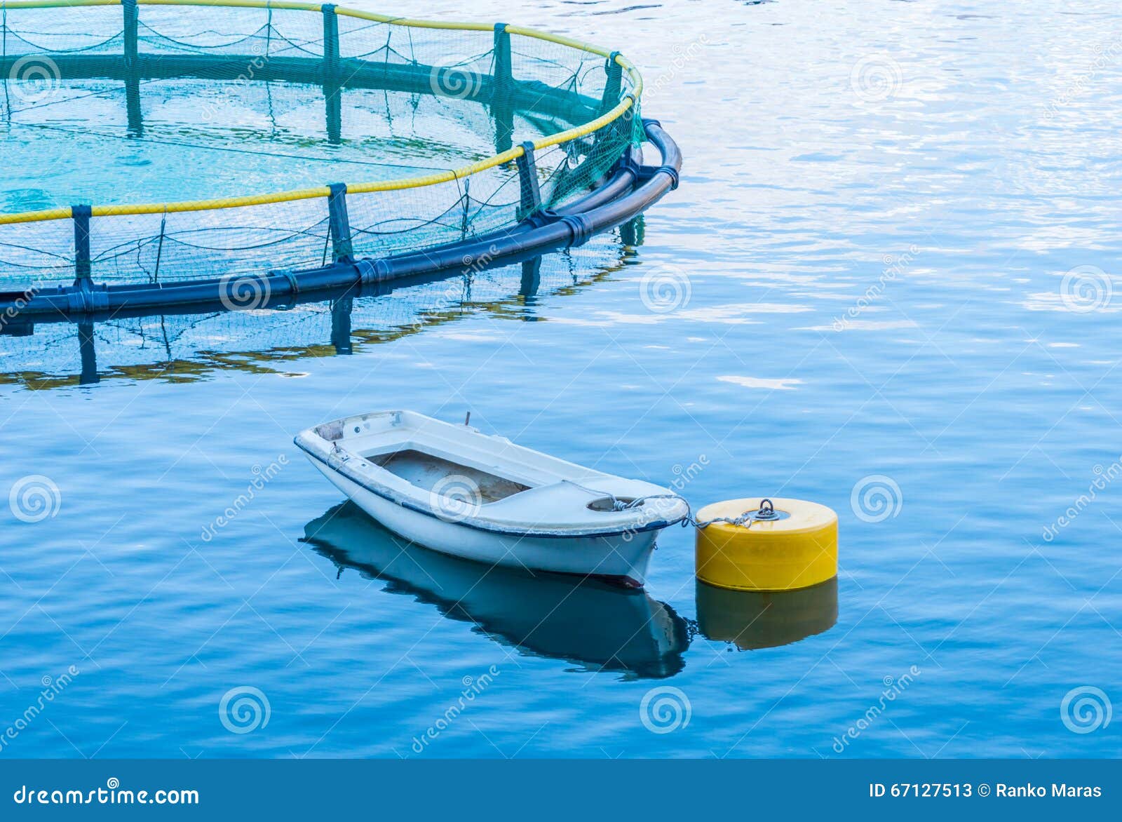 Cages for Fish Farming and the Boat Stock Image Image of commercial, circle 67127513