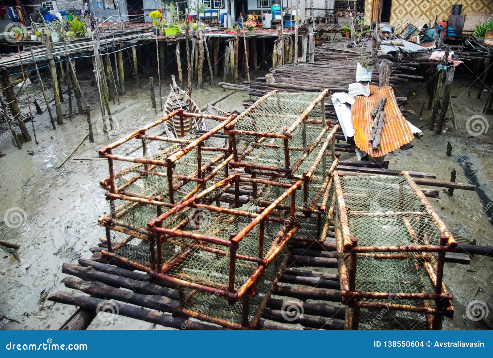 Cages with a Net for Catching Fish and Crabs Stock Photo Image of