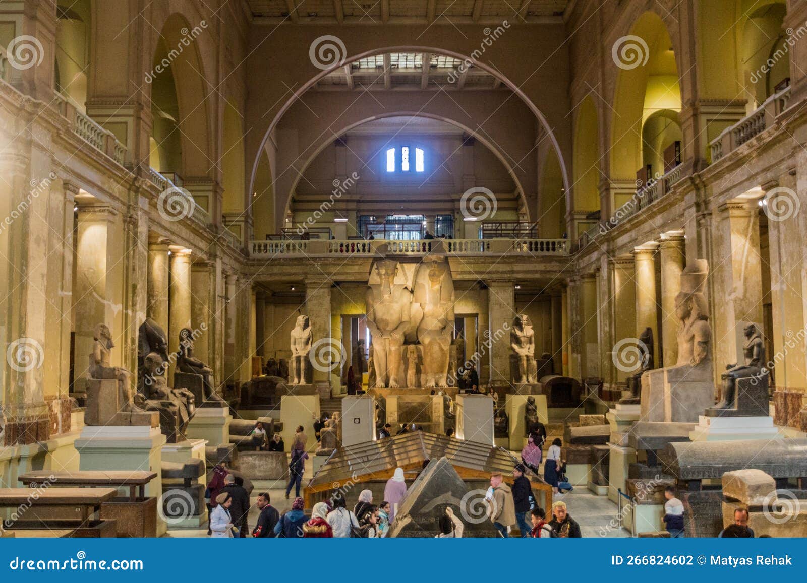 CAIRO, EGYPT JANUARY 27, 2019 Atrium of the Egyptian Museum in Cairo