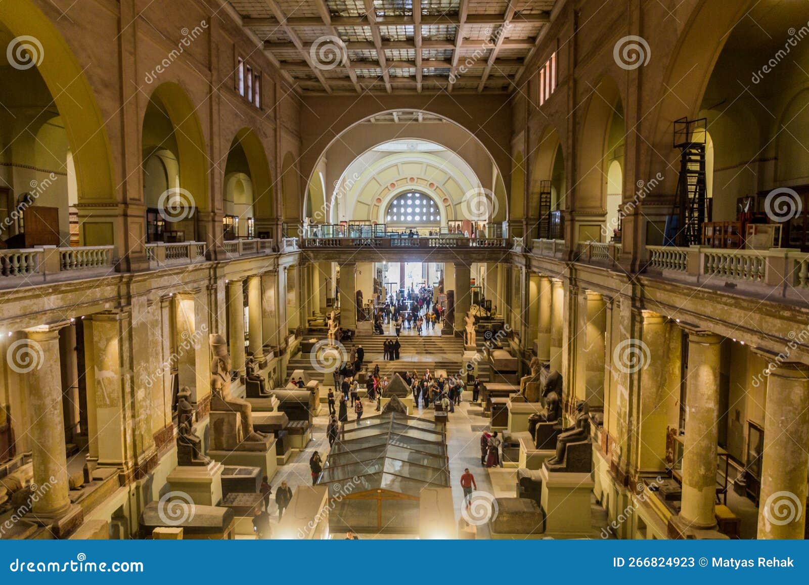 CAIRO, EGYPT JANUARY 27, 2019 Atrium of the Egyptian Museum in Cairo