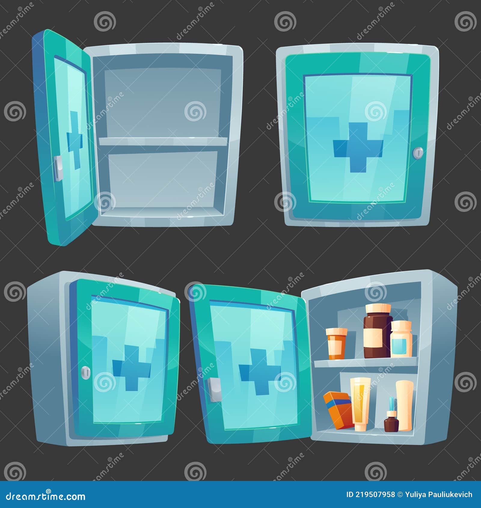 Kit de medicamentos. caixa de primeiros socorros, pílulas