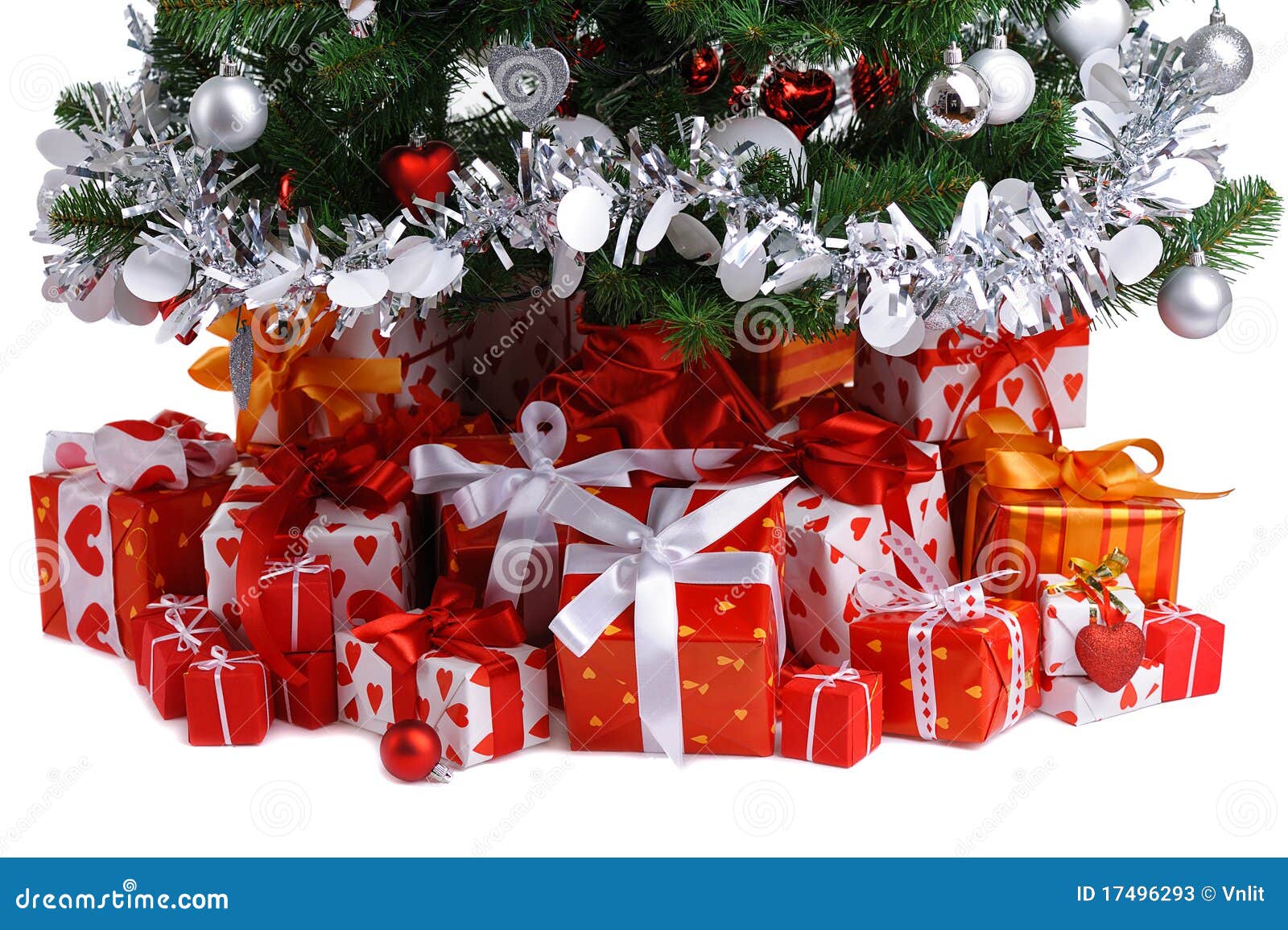 Caixas De Presente Vermelhas Sob a árvore De Natal Imagem de Stock - Imagem  de sazonal, natal: 17496293