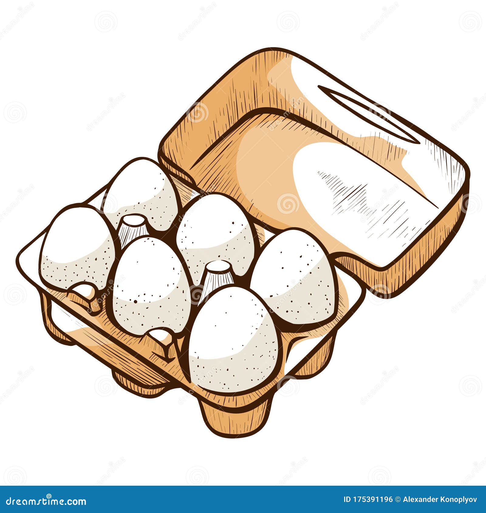 Caja Abierta Con Huevos De Gallina, Ingredientes Para El Desayuno  Ilustración del Vector - Ilustración de granja, coma: 175391196