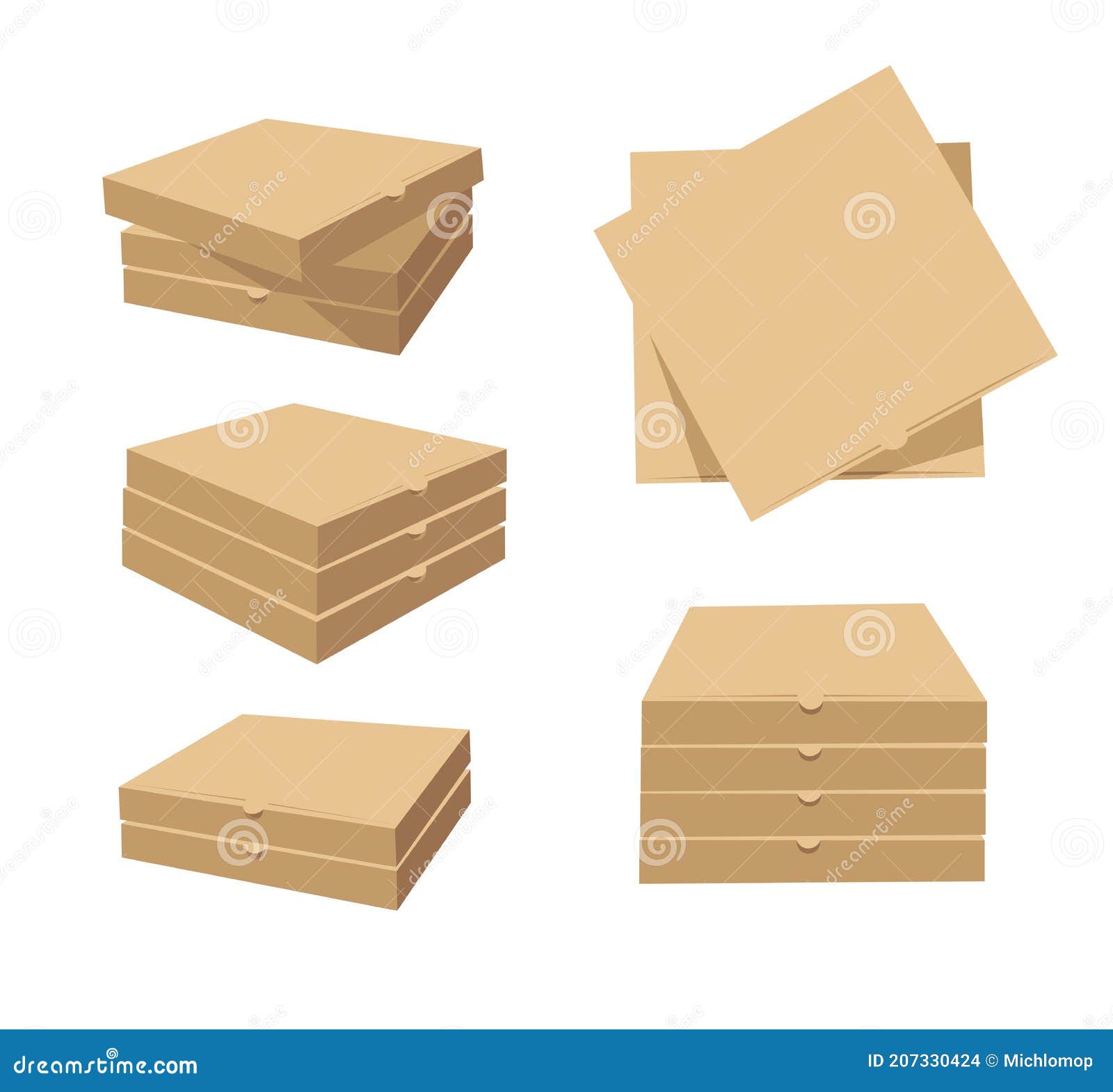 Caja Cuadrada De Montaje De Cartón Para Pizza. Empaquetado De Entrega De  Ilustraciones De Dibujos Animados. Imagen De Clip De Dise Ilustración del  Vector - Ilustración de cubierta, salida: 207330424
