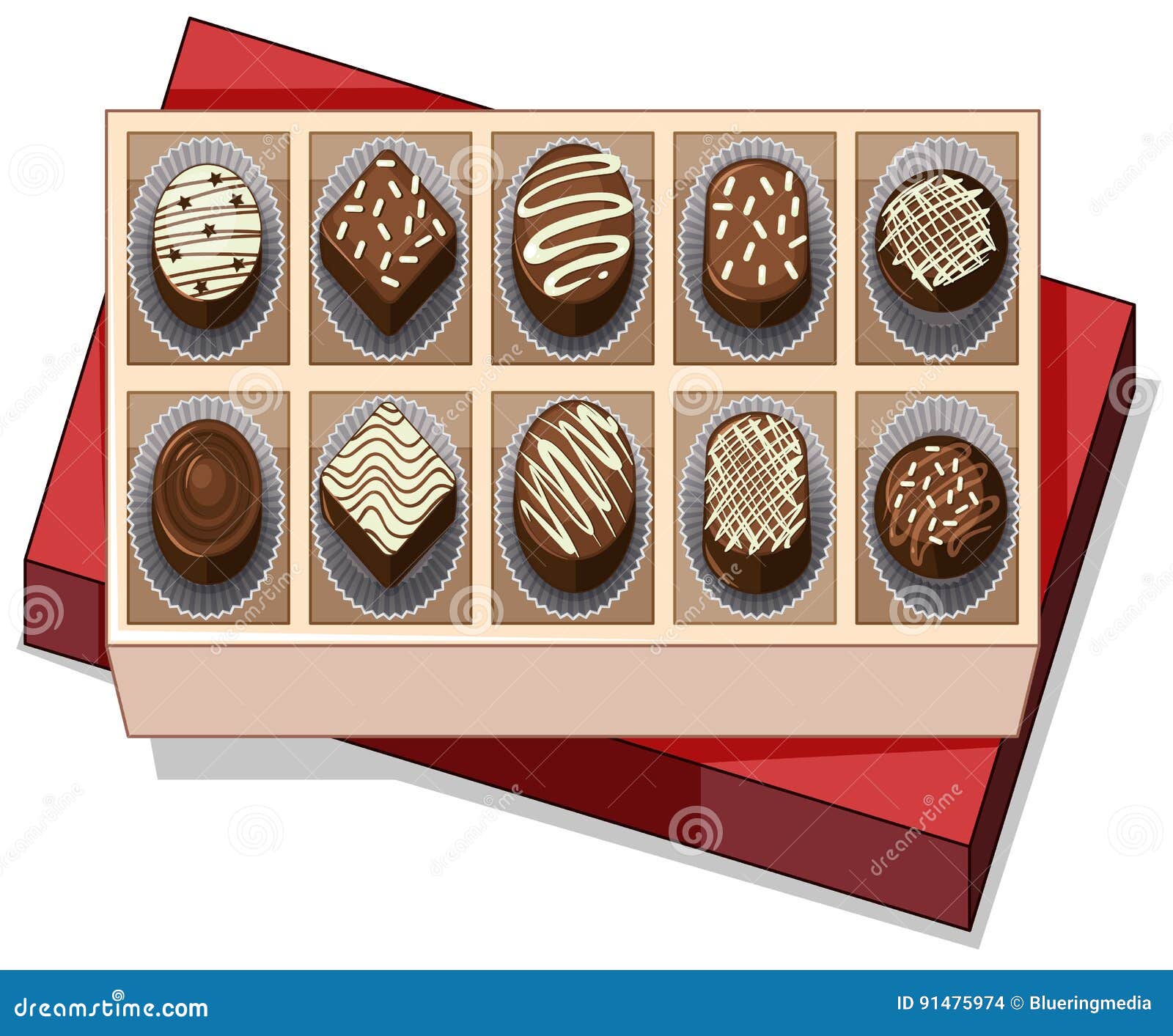 Caja De Chocolate Con La Tapa Roja Ilustración del Vector - Ilustración ...