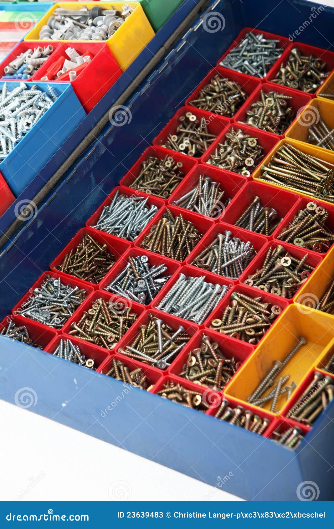 Caja De Herramientas Con Los Tornillos Y Los Tornillos Imagen de