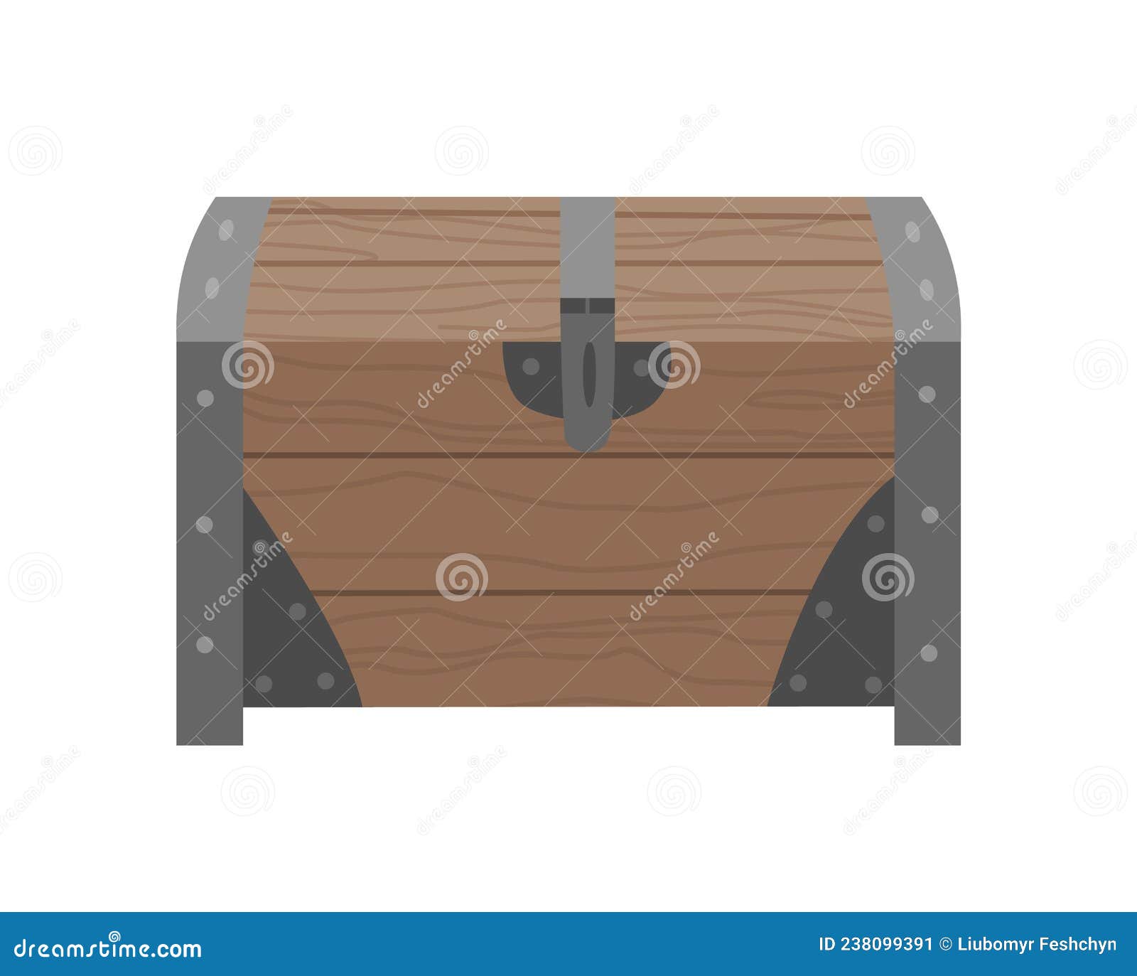 Cofre del tesoro cerrado de madera, Cofre pirata cerrado con llave