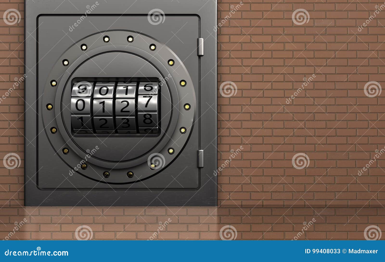 Caja Fuerte Del Dial Del Código 3d Stock de ilustración - Ilustración de  pared, ahorros: 99408033