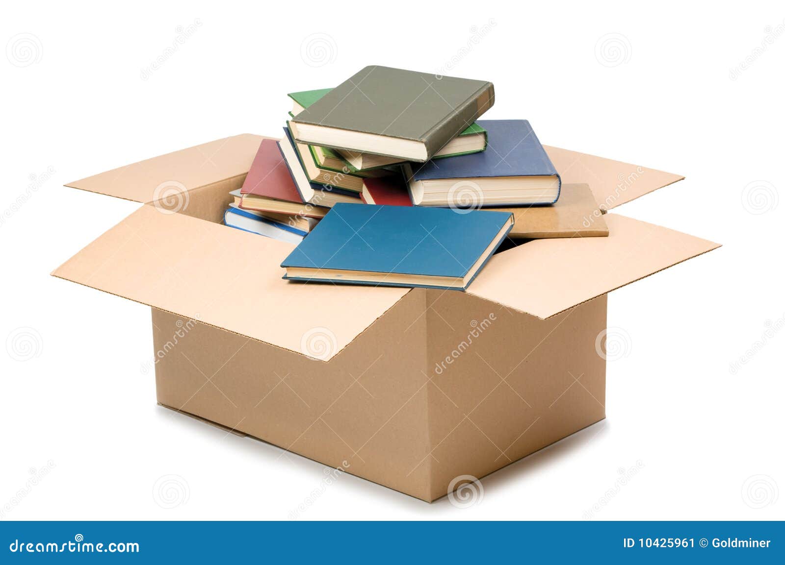 Caja y libros de cartón imagen de archivo. Imagen de minorista 10425961