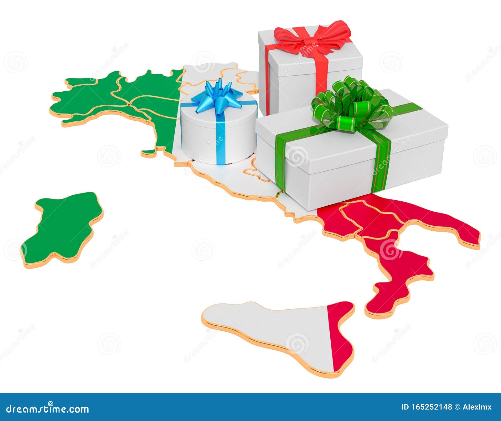 horizonte ligado Deber Cajas De Regalo En El Mapa Italiano Concepto De Navidad Y Año Nuevo En  Italia Representación 3D Stock de ilustración - Ilustración de fondo,  blanco: 165252148