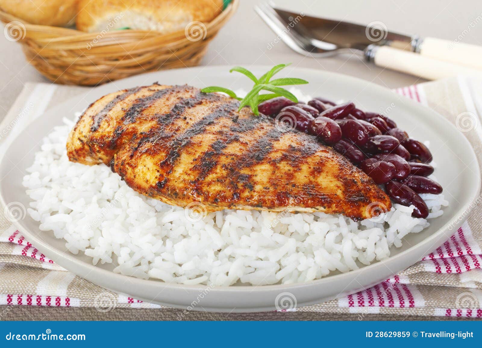 Cajun Chicken with Rice and Beans Stock Image Image of beans, patna