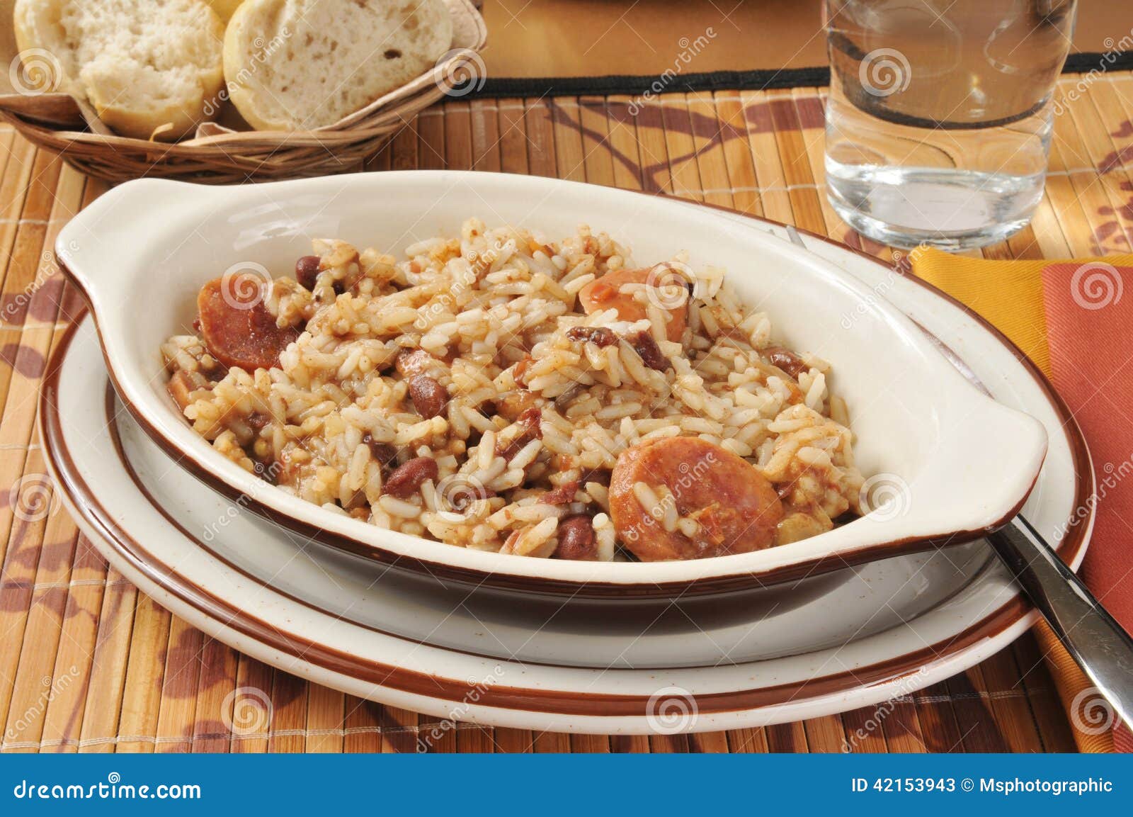 Cajun sausage and rice stock image. Image of sliced, dish 42153943