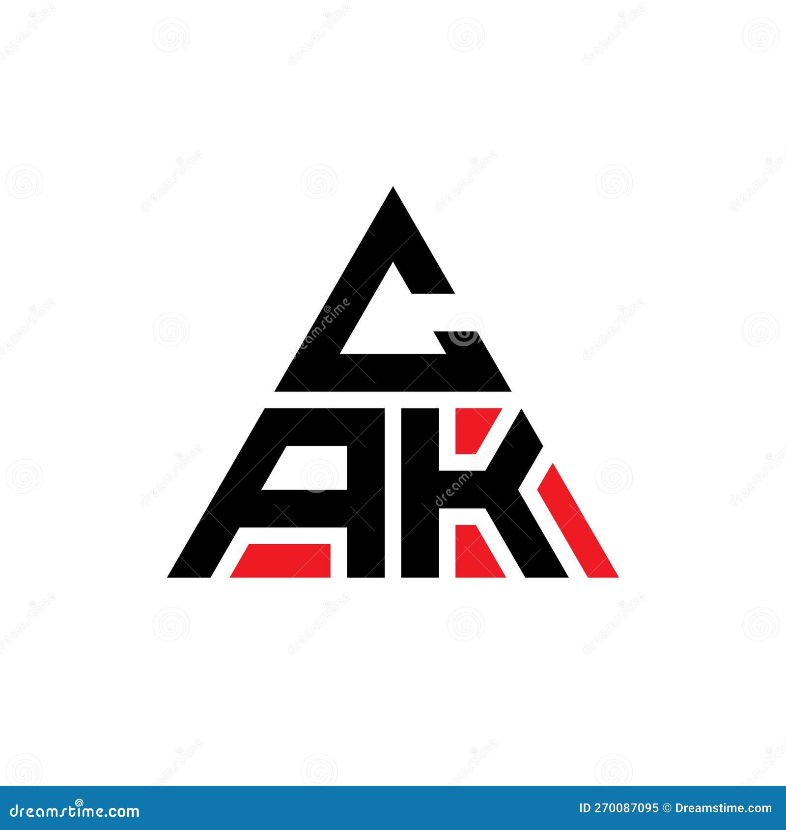 cak triangle letter logo  with triangle . cak triangle logo  monogram. cak triangle  logo template with red
