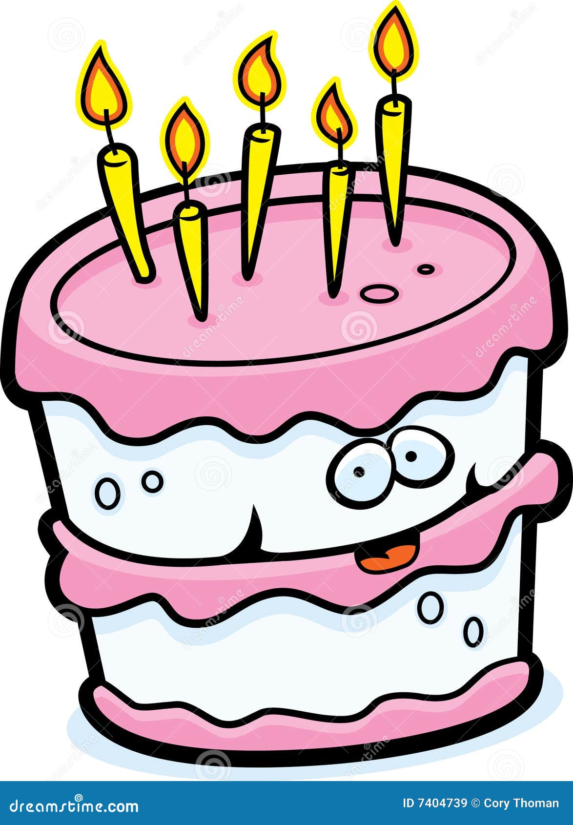 Cute birthday cake cartoon Royalty Free Vector Image