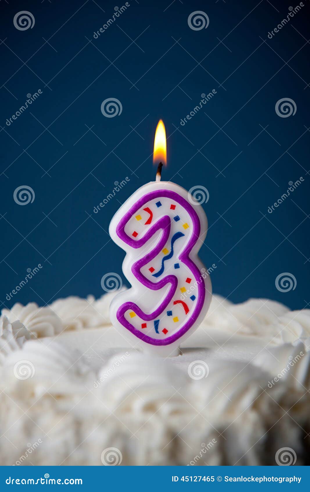 Cake: Birthday Cake with Candles for 3rd Birthday Stock Image - Image ...