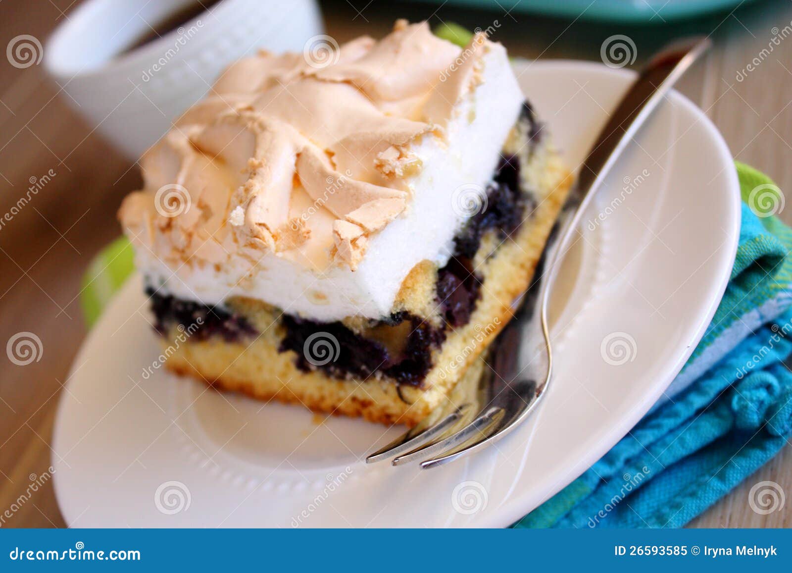 Cake with Blueberries and Meringue Stock Image Image of berries