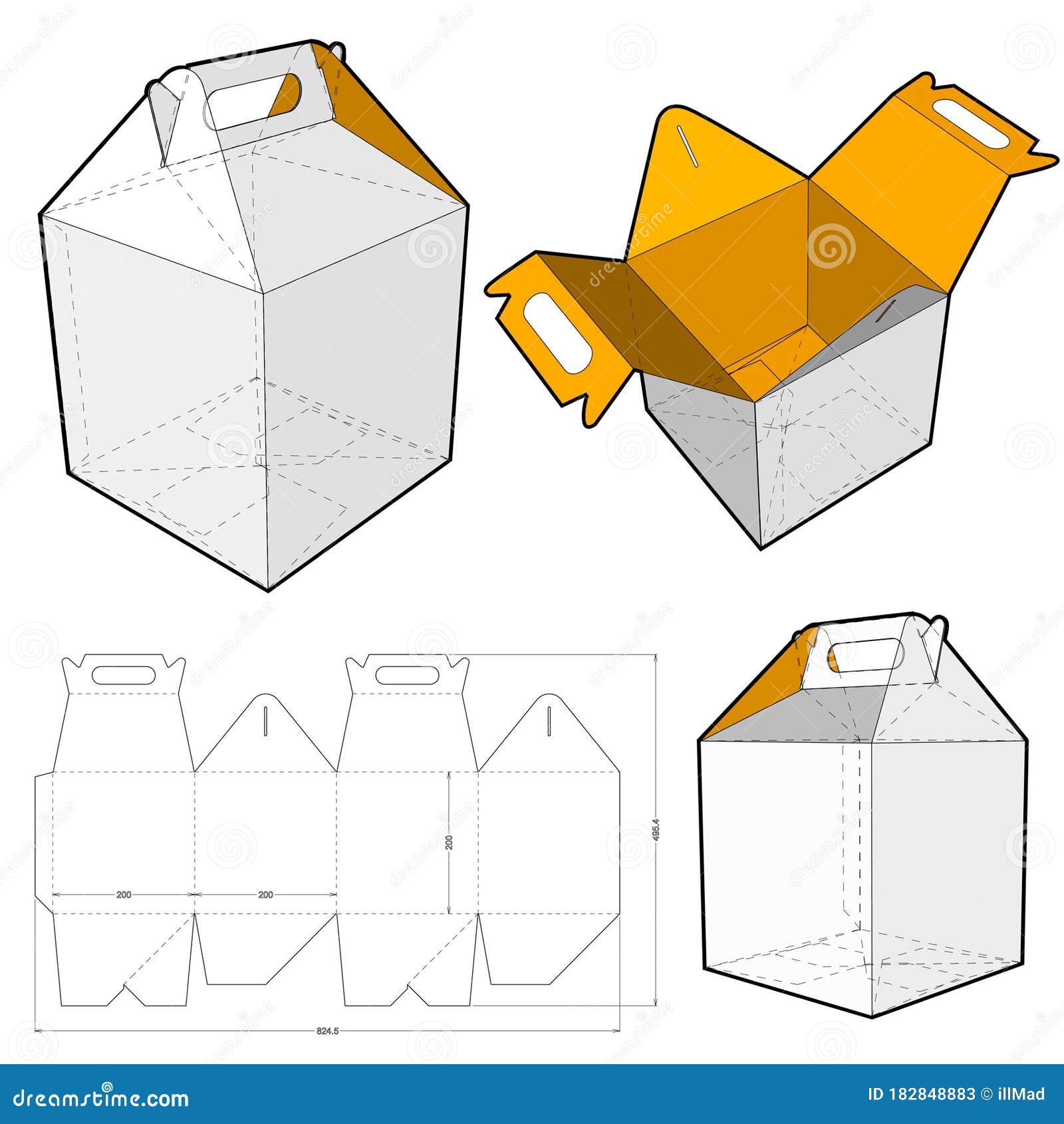 Cake Box and Die-cut Pattern. Stock Illustration - Illustration of diecut,  blank: 182848883