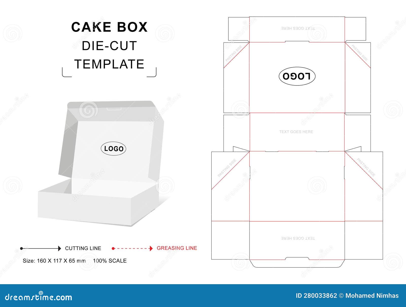 Cake Box Die Cut Template, Packaging Die Cut Template, 3d Box, Keyline Cake Box Die Cut Template, Packaging Die Cut Template, 3d Box, Keyline