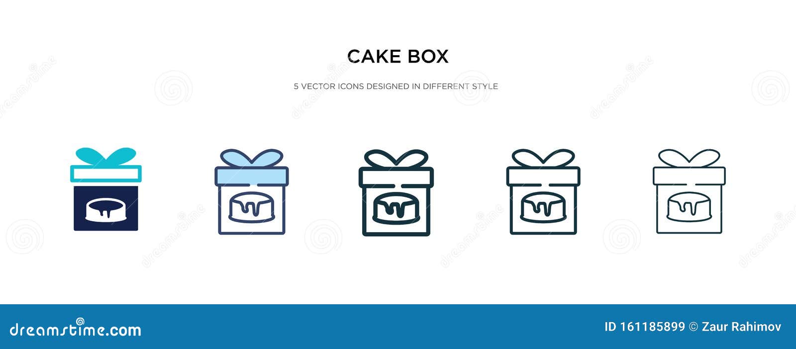 Cake Box Icon in Different Style Vector Illustration. Two Colored and