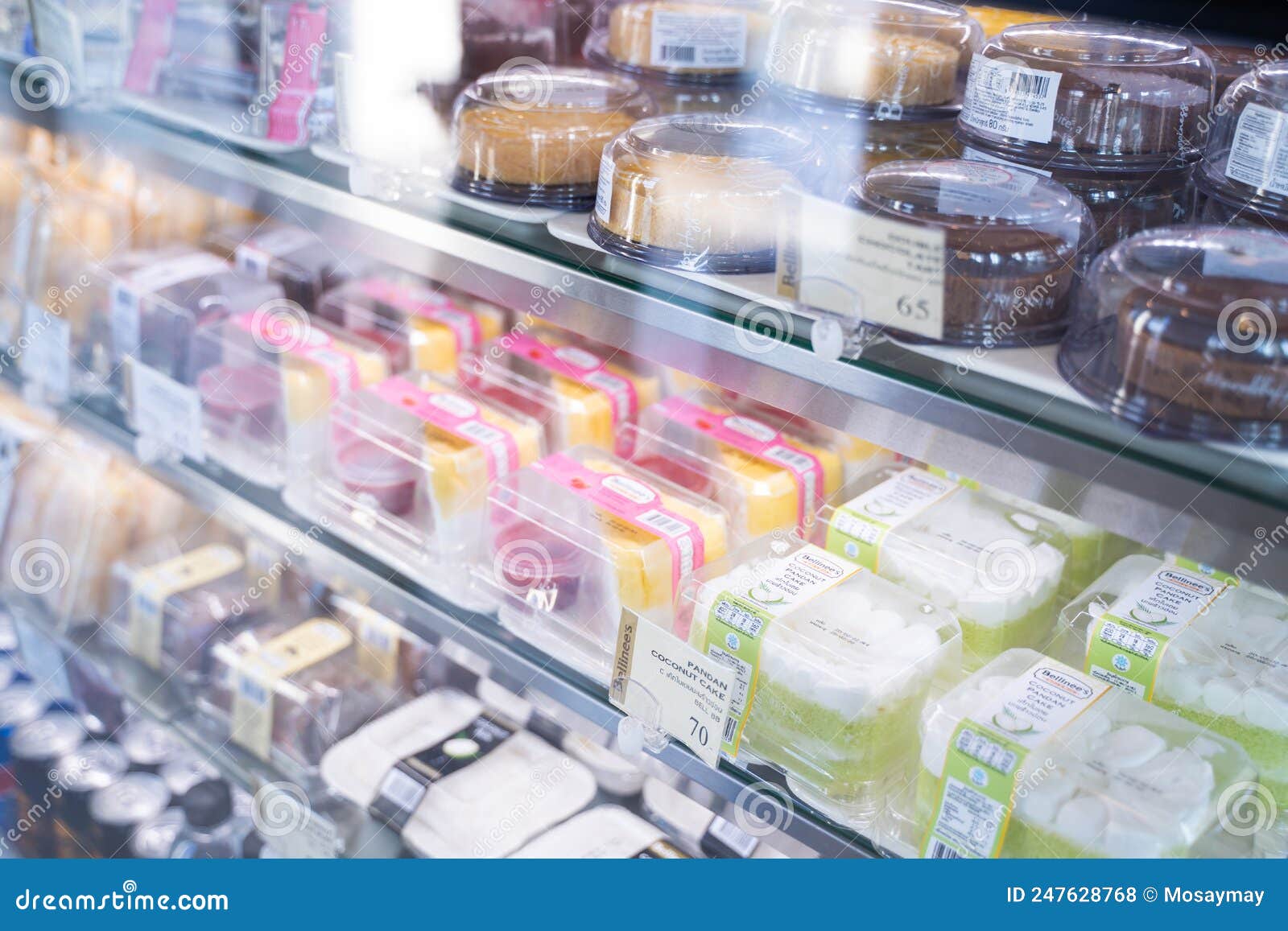 Cake and Bun on Bakery Shelf for Sell Editorial Stock Photo Image of