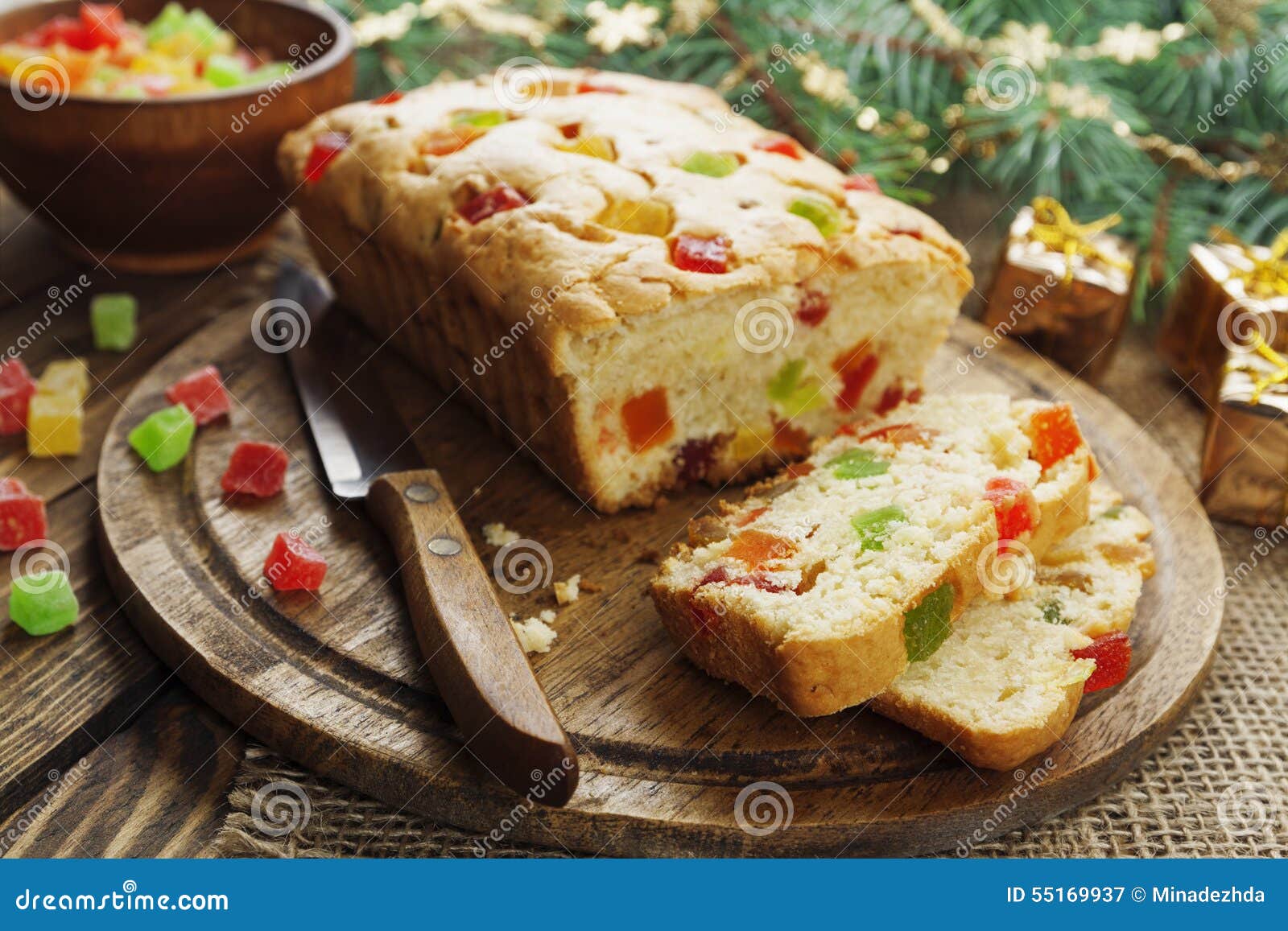 Cake with candied fruit stock image. Image of pastry 55169937