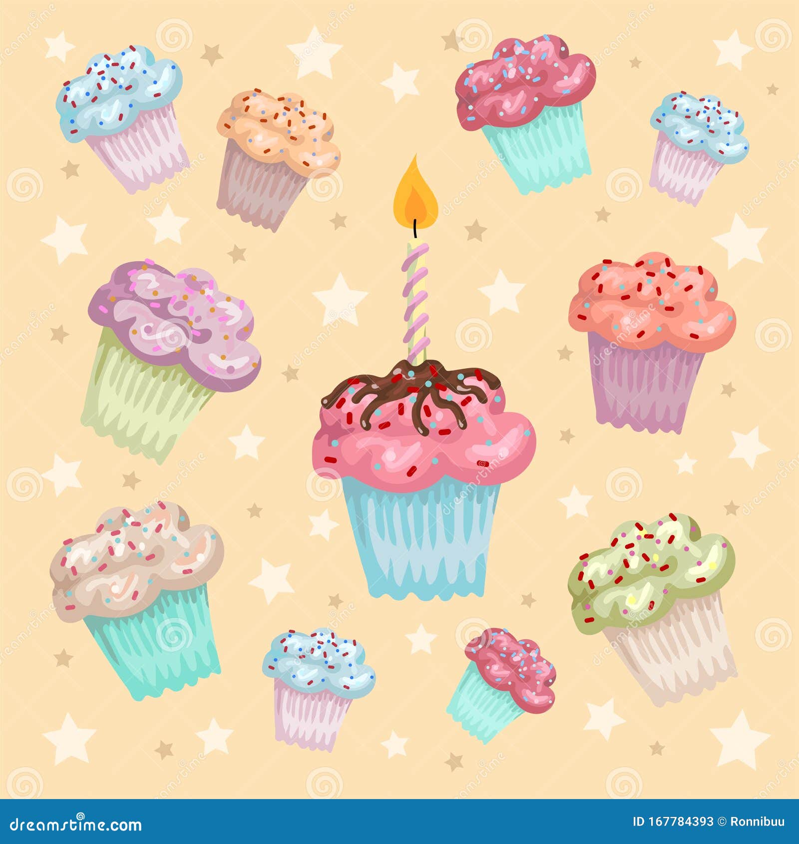 Cupcakes and Muffins. Colorful Cupcake Isolated for Food Poster