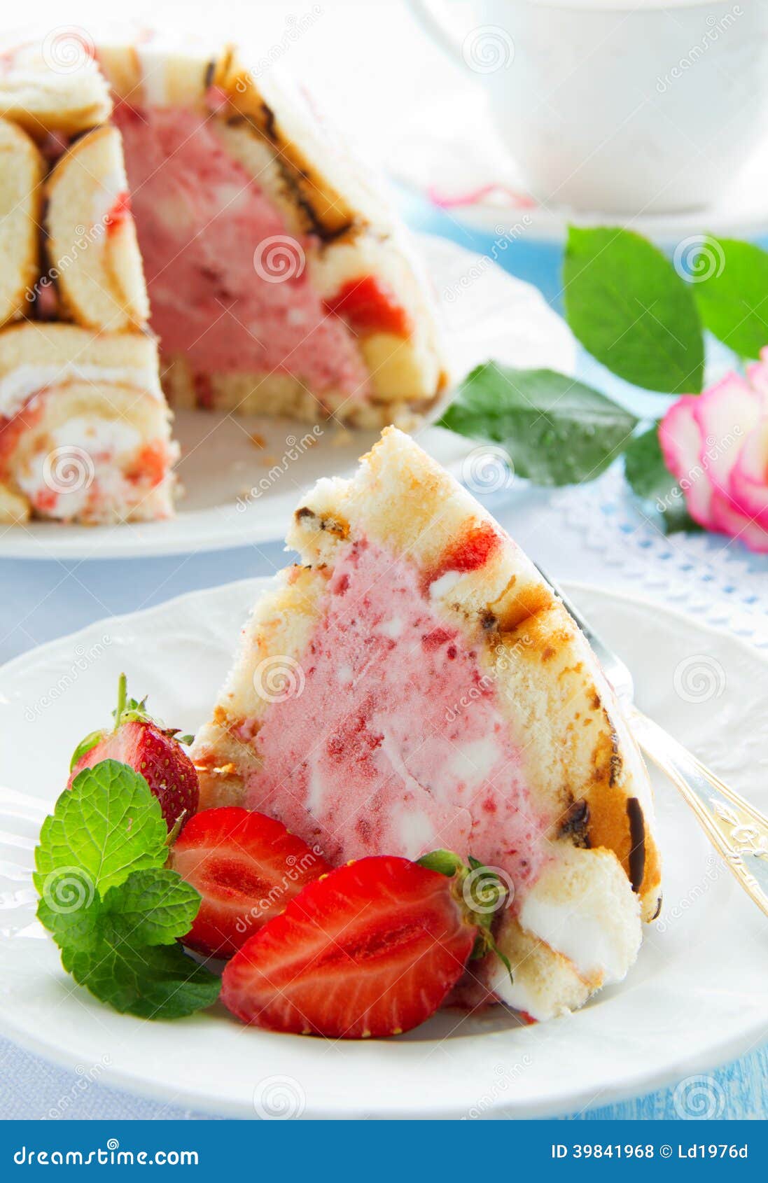 Cake Charlotte Royale with Ice Cream Stock Photo Image of piece, sweet 39841968