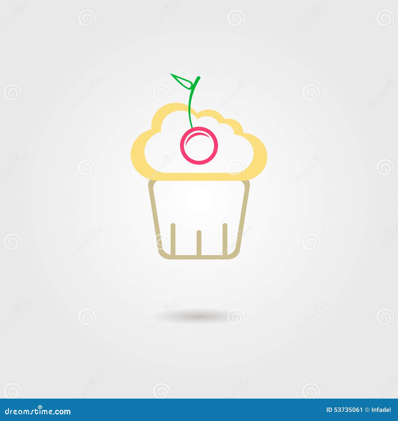 Cake with cherry stock vector. Illustration of bakery - 53735061