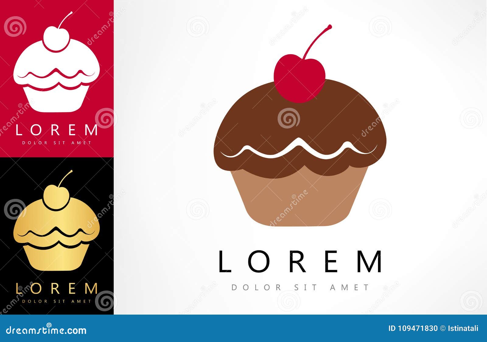 Cake with Cherry Logo Vector Stock Vector - Illustration of cherry ...