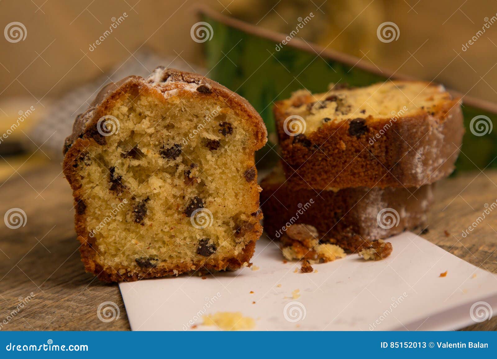 Cake with Chocolate and Raisins. Stock Image Image of drizzled, plums