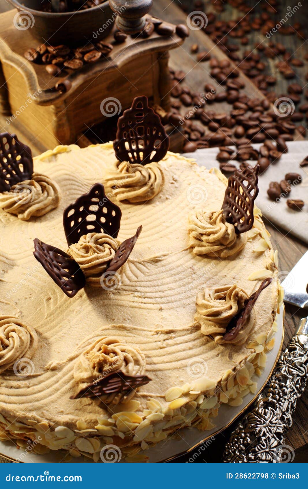 Cake and coffee grinder. stock photo. Image of rich, fudge - 28622798