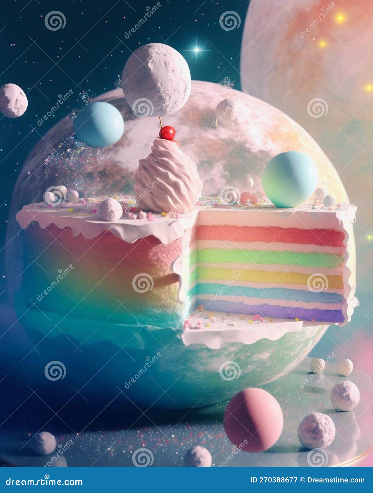 A Cake with a Cone on it is on a Stock Illustration