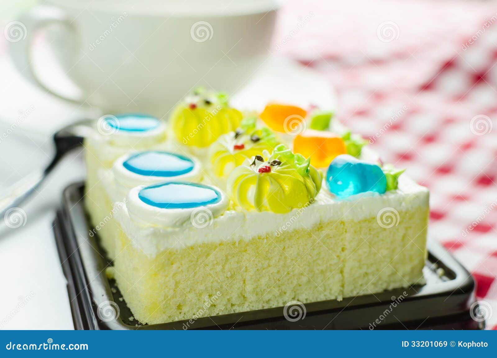 Cake with Cream and Jelly Topping Stock Image Image of doily, dish
