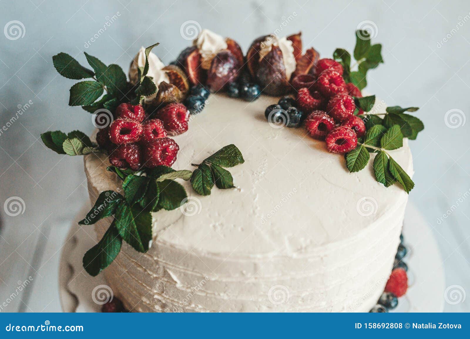 Cake Decorated With Fruits And Berries Stock Photo Image Of Sugar Gourmet 158692808