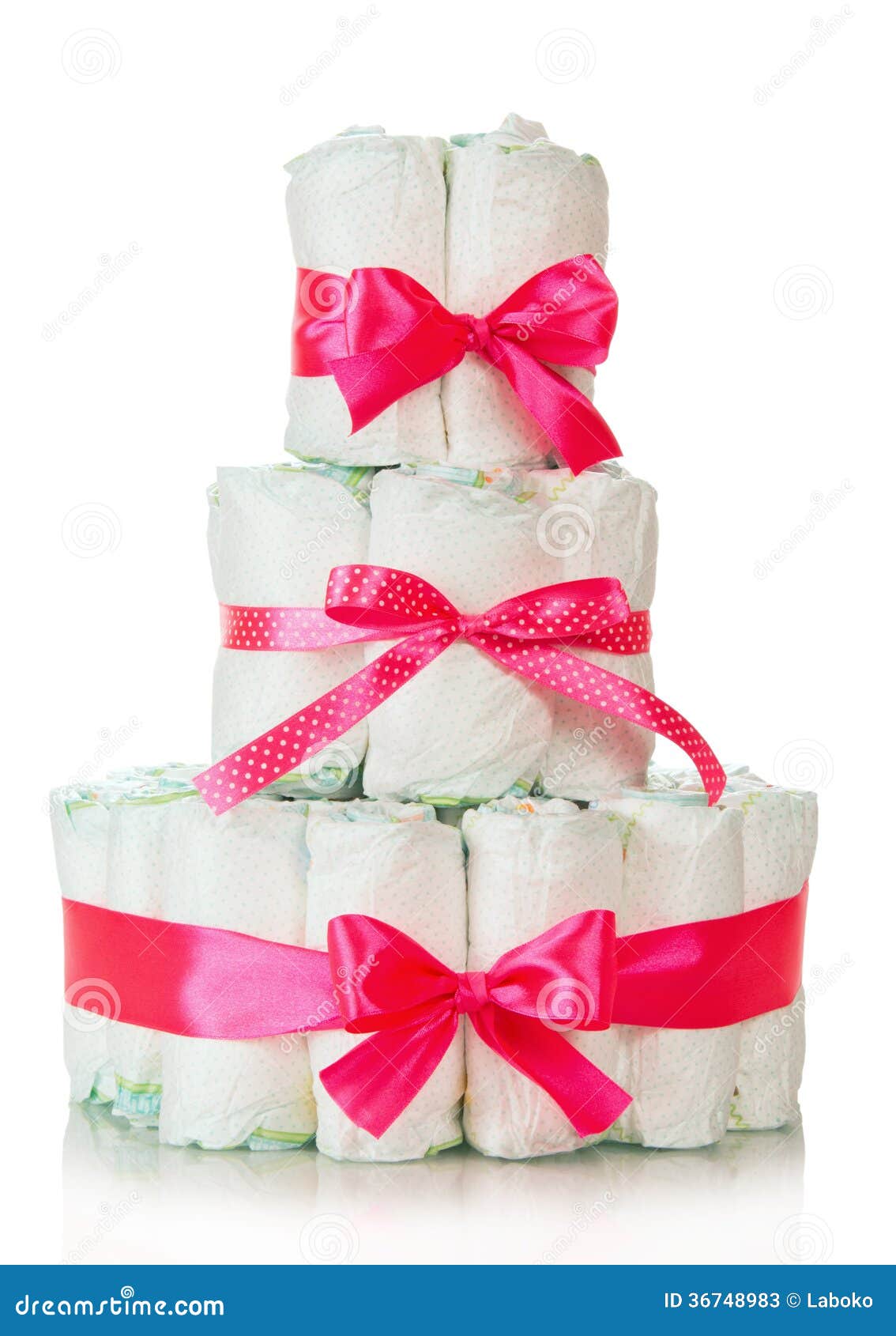 Cake of Diapers Decorated Red Ribbons Stock Image Image of fashion