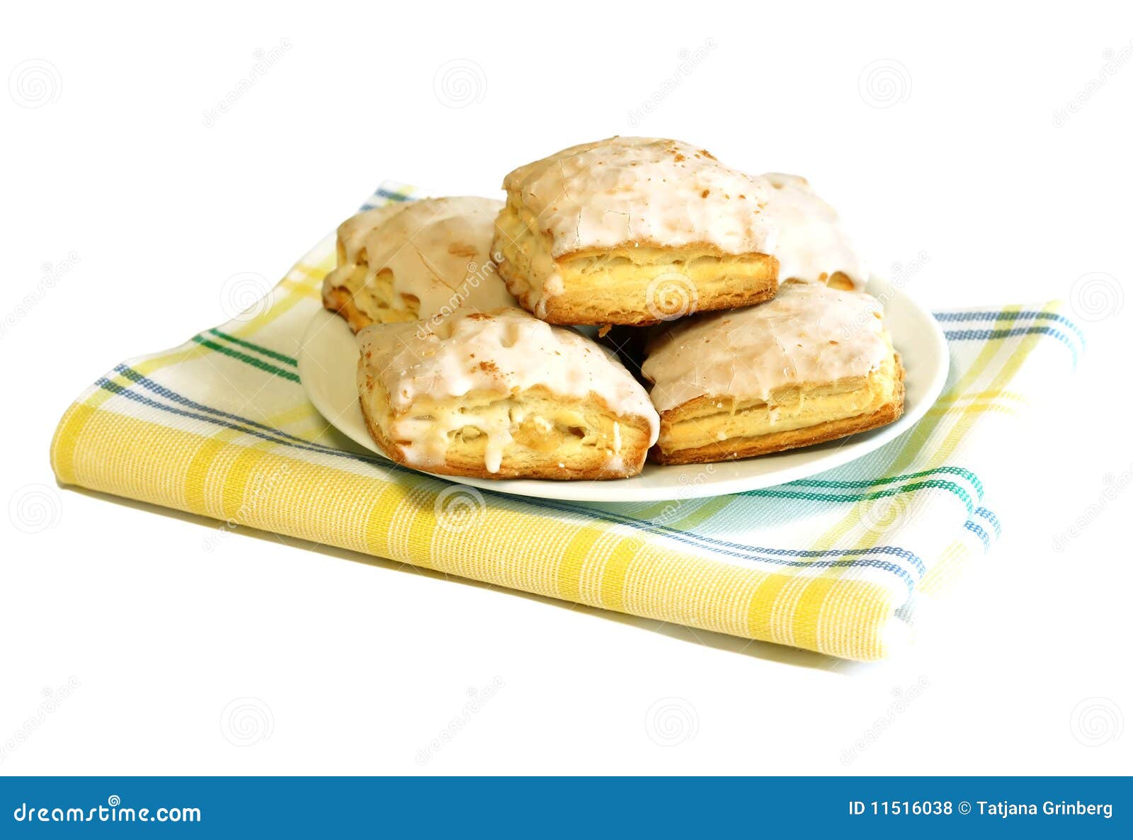 Cake from Flaky Pastry with Glaze Isolated on Whi Stock Photo Image