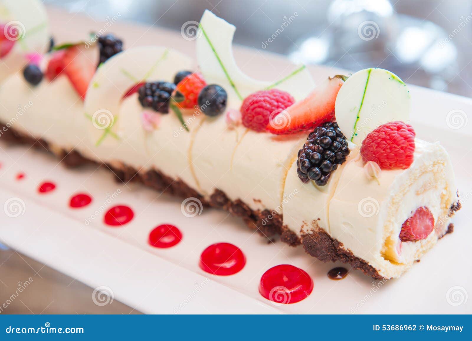 Cake with Fresh Fruit Topping Stock Photo Image of cake, mulberry