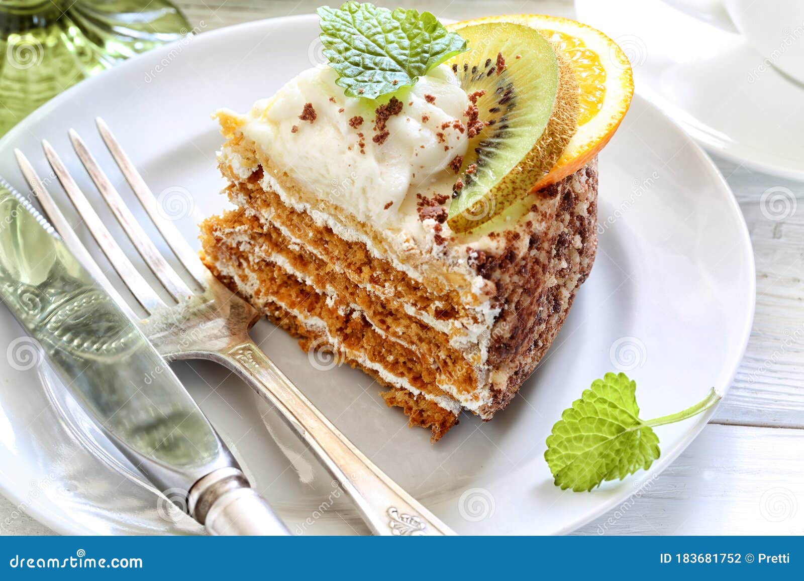Cake with Fruit. Cake with Kiwi and Orange Stock Photo Image of berry