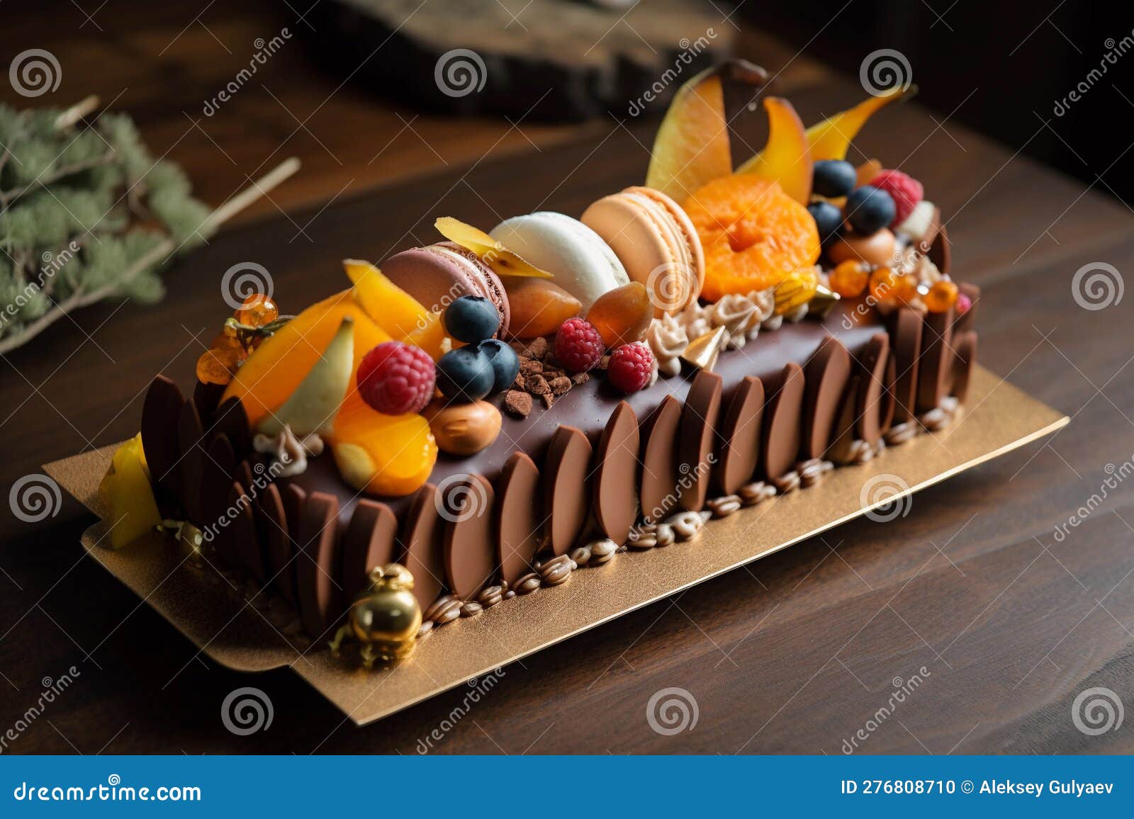 A Cake with Fruit on it and a Plate with a Plate of Nuts on it AI