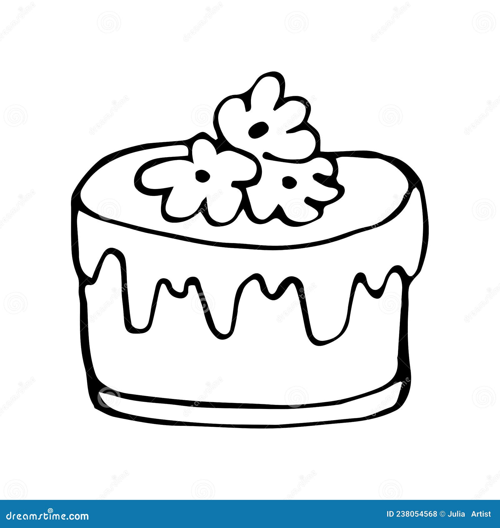 Cake handdrawn doodle. stock vector. Illustration of drawn 238054568